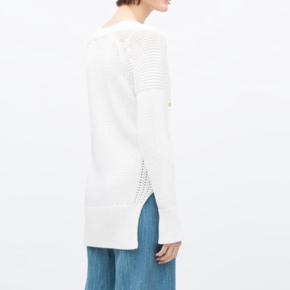 ZARA KNIT WOMENS ITALIAN YARN SWEATER  CHUNKY KNIT LACE UP - Picture 3 of 8